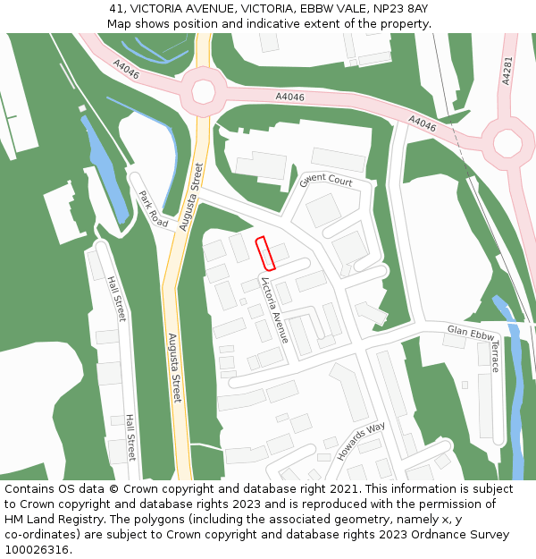 41, VICTORIA AVENUE, VICTORIA, EBBW VALE, NP23 8AY: Location map and indicative extent of plot