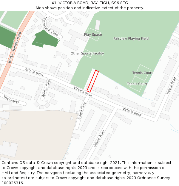 41, VICTORIA ROAD, RAYLEIGH, SS6 8EG: Location map and indicative extent of plot