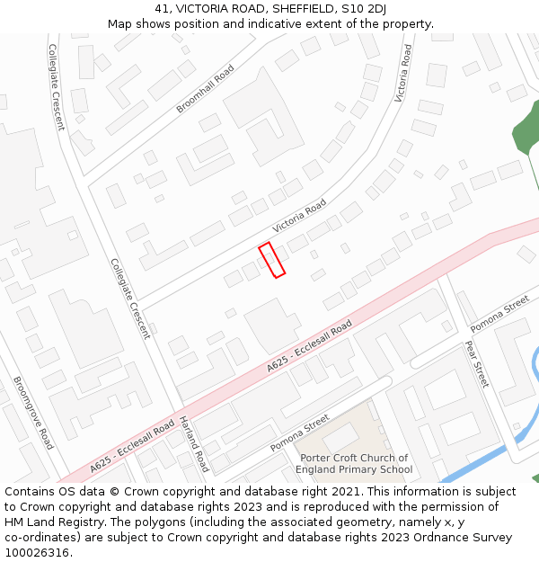 41, VICTORIA ROAD, SHEFFIELD, S10 2DJ: Location map and indicative extent of plot