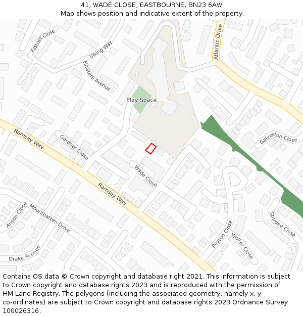 41, WADE CLOSE, EASTBOURNE, BN23 6AW: Location map and indicative extent of plot