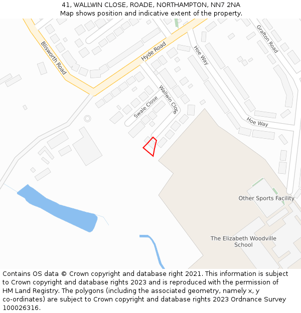 41, WALLWIN CLOSE, ROADE, NORTHAMPTON, NN7 2NA: Location map and indicative extent of plot