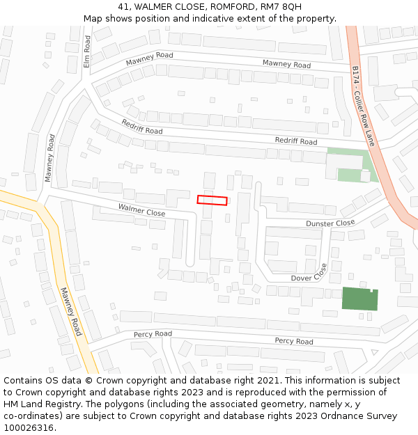 41, WALMER CLOSE, ROMFORD, RM7 8QH: Location map and indicative extent of plot