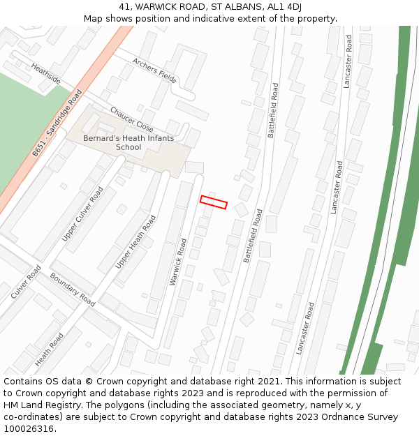 41, WARWICK ROAD, ST ALBANS, AL1 4DJ: Location map and indicative extent of plot