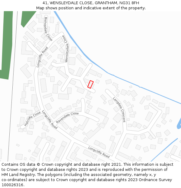 41, WENSLEYDALE CLOSE, GRANTHAM, NG31 8FH: Location map and indicative extent of plot