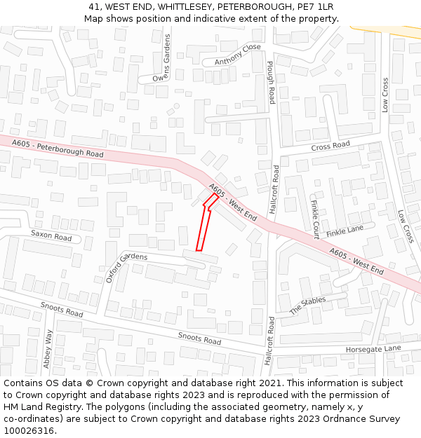 41, WEST END, WHITTLESEY, PETERBOROUGH, PE7 1LR: Location map and indicative extent of plot