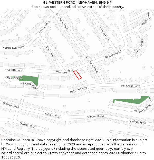 41, WESTERN ROAD, NEWHAVEN, BN9 9JP: Location map and indicative extent of plot