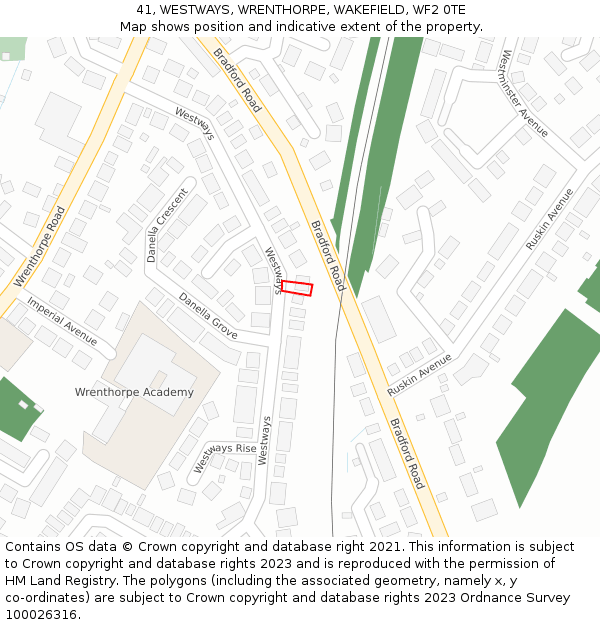 41, WESTWAYS, WRENTHORPE, WAKEFIELD, WF2 0TE: Location map and indicative extent of plot