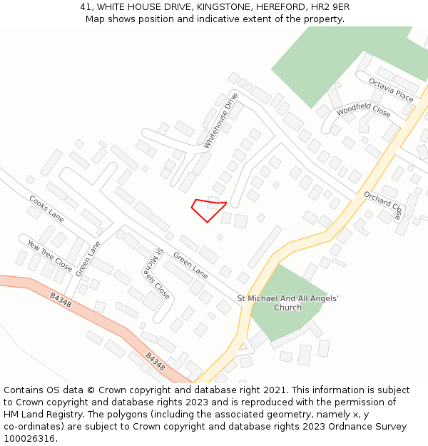 41, WHITE HOUSE DRIVE, KINGSTONE, HEREFORD, HR2 9ER: Location map and indicative extent of plot