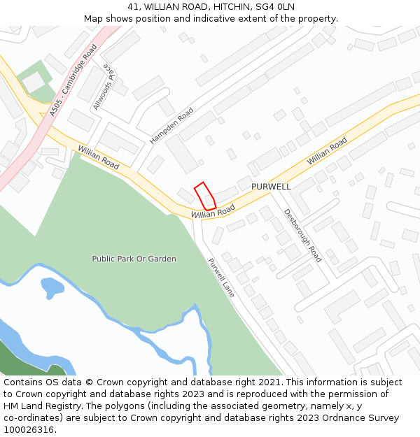 41, WILLIAN ROAD, HITCHIN, SG4 0LN: Location map and indicative extent of plot