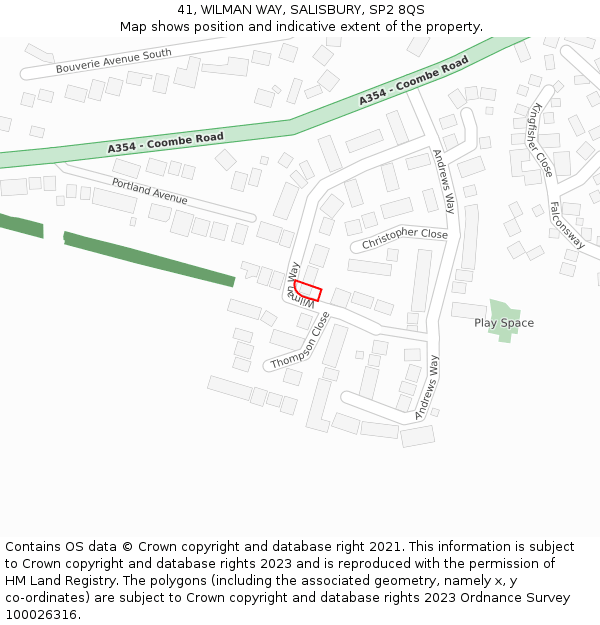 41, WILMAN WAY, SALISBURY, SP2 8QS: Location map and indicative extent of plot