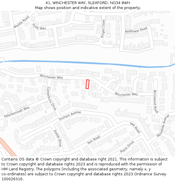 41, WINCHESTER WAY, SLEAFORD, NG34 8WH: Location map and indicative extent of plot