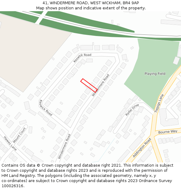 41, WINDERMERE ROAD, WEST WICKHAM, BR4 9AP: Location map and indicative extent of plot