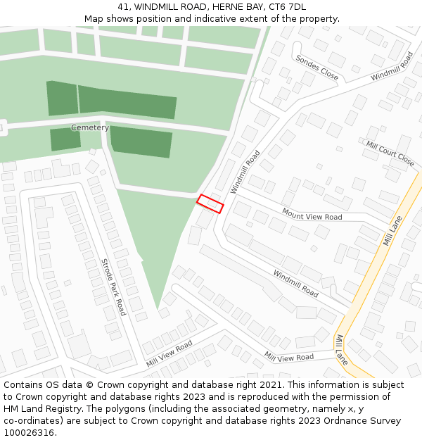 41, WINDMILL ROAD, HERNE BAY, CT6 7DL: Location map and indicative extent of plot