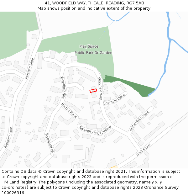 41, WOODFIELD WAY, THEALE, READING, RG7 5AB: Location map and indicative extent of plot