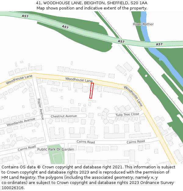 41, WOODHOUSE LANE, BEIGHTON, SHEFFIELD, S20 1AA: Location map and indicative extent of plot