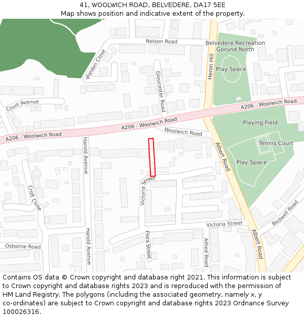 41, WOOLWICH ROAD, BELVEDERE, DA17 5EE: Location map and indicative extent of plot