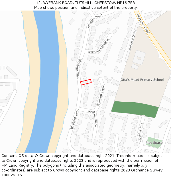 41, WYEBANK ROAD, TUTSHILL, CHEPSTOW, NP16 7ER: Location map and indicative extent of plot