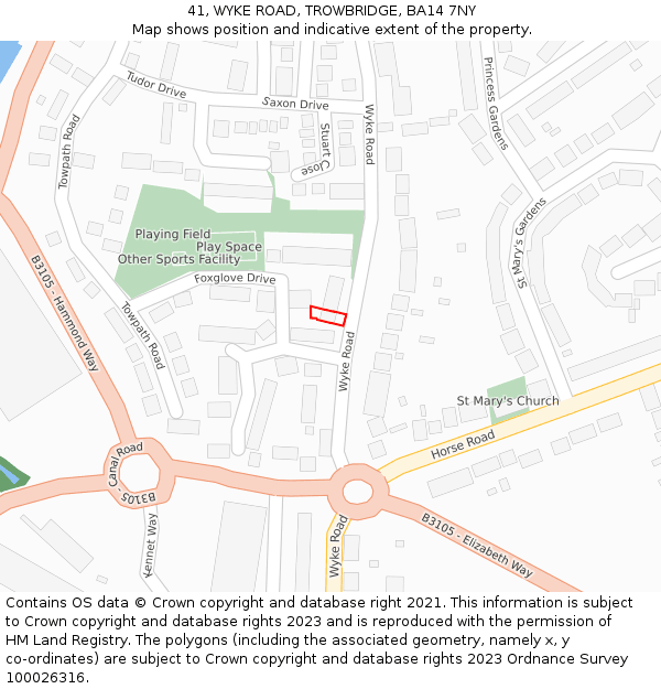 41, WYKE ROAD, TROWBRIDGE, BA14 7NY: Location map and indicative extent of plot