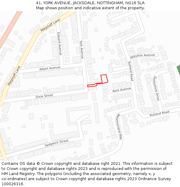 41, YORK AVENUE, JACKSDALE, NOTTINGHAM, NG16 5LA: Location map and indicative extent of plot