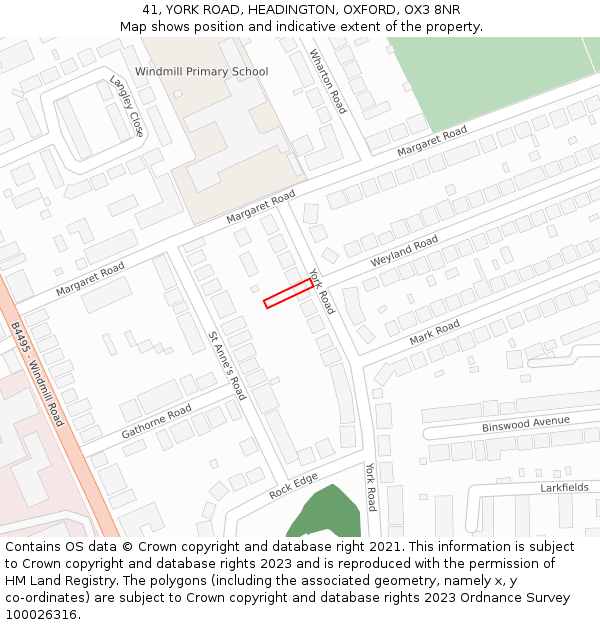 41, YORK ROAD, HEADINGTON, OXFORD, OX3 8NR: Location map and indicative extent of plot