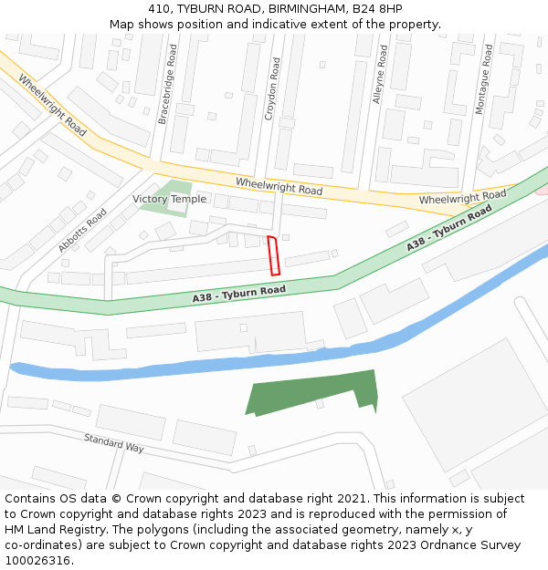 410, TYBURN ROAD, BIRMINGHAM, B24 8HP: Location map and indicative extent of plot