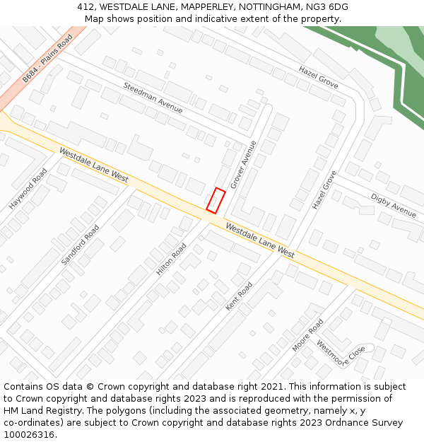 412, WESTDALE LANE, MAPPERLEY, NOTTINGHAM, NG3 6DG: Location map and indicative extent of plot