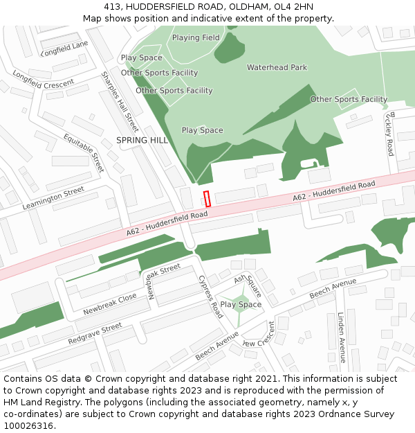 413, HUDDERSFIELD ROAD, OLDHAM, OL4 2HN: Location map and indicative extent of plot