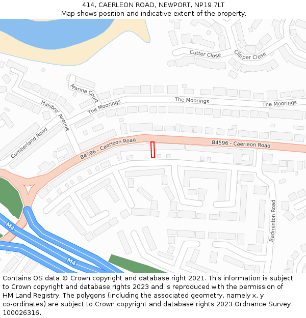 414, CAERLEON ROAD, NEWPORT, NP19 7LT: Location map and indicative extent of plot