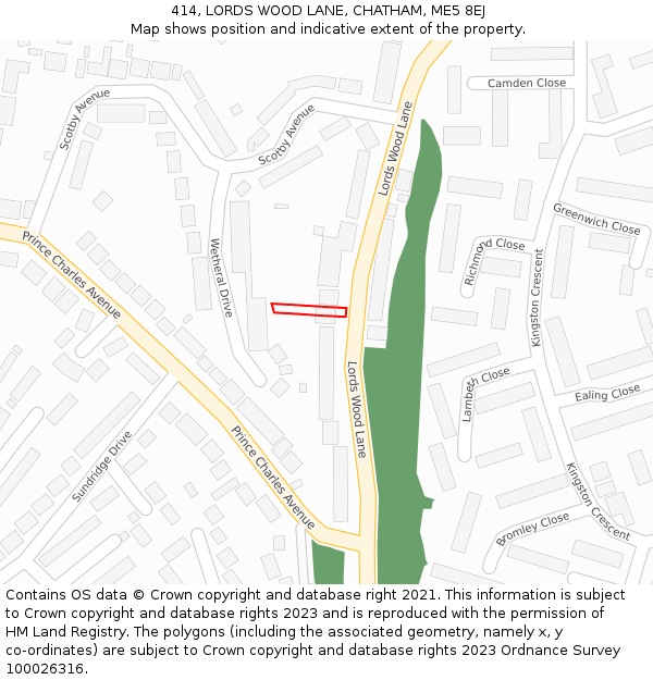 414, LORDS WOOD LANE, CHATHAM, ME5 8EJ: Location map and indicative extent of plot