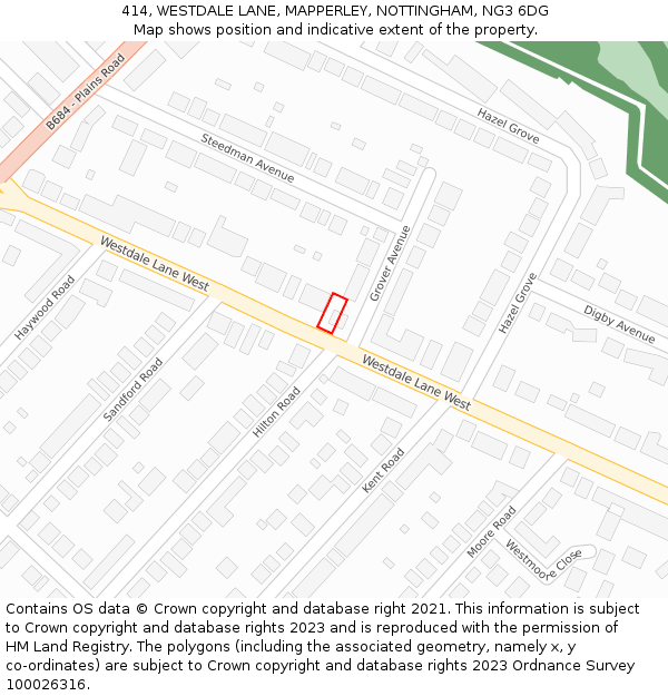 414, WESTDALE LANE, MAPPERLEY, NOTTINGHAM, NG3 6DG: Location map and indicative extent of plot