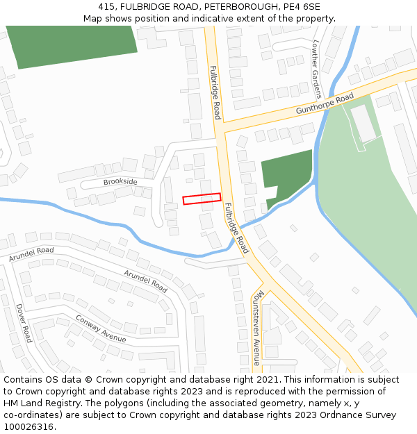 415, FULBRIDGE ROAD, PETERBOROUGH, PE4 6SE: Location map and indicative extent of plot