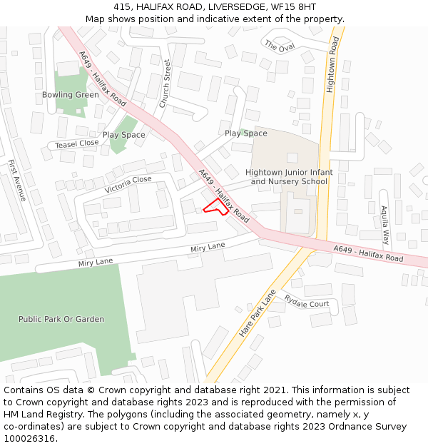 415, HALIFAX ROAD, LIVERSEDGE, WF15 8HT: Location map and indicative extent of plot