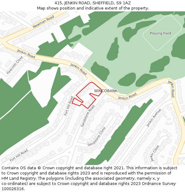 415, JENKIN ROAD, SHEFFIELD, S9 1AZ: Location map and indicative extent of plot