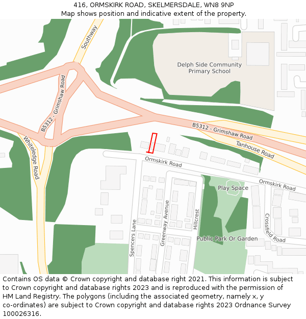 416, ORMSKIRK ROAD, SKELMERSDALE, WN8 9NP: Location map and indicative extent of plot