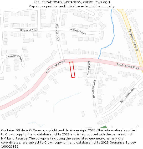 418, CREWE ROAD, WISTASTON, CREWE, CW2 6QN: Location map and indicative extent of plot