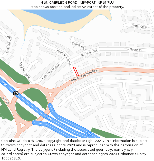 419, CAERLEON ROAD, NEWPORT, NP19 7LU: Location map and indicative extent of plot