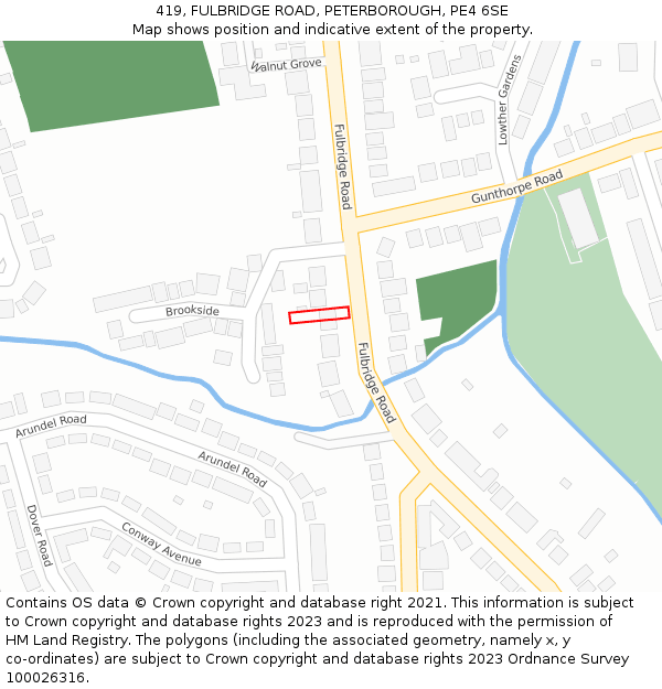 419, FULBRIDGE ROAD, PETERBOROUGH, PE4 6SE: Location map and indicative extent of plot