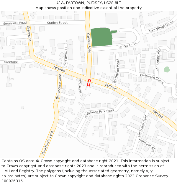 41A, FARTOWN, PUDSEY, LS28 8LT: Location map and indicative extent of plot