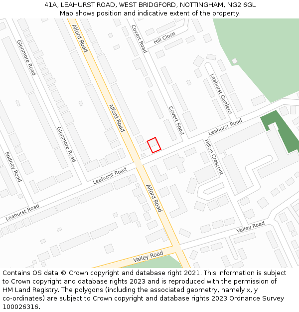 41A, LEAHURST ROAD, WEST BRIDGFORD, NOTTINGHAM, NG2 6GL: Location map and indicative extent of plot