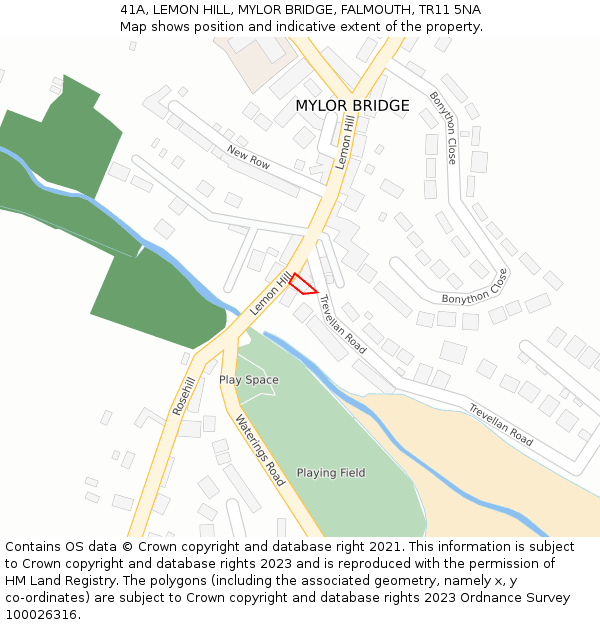 41A, LEMON HILL, MYLOR BRIDGE, FALMOUTH, TR11 5NA: Location map and indicative extent of plot