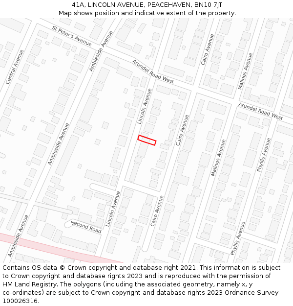 41A, LINCOLN AVENUE, PEACEHAVEN, BN10 7JT: Location map and indicative extent of plot