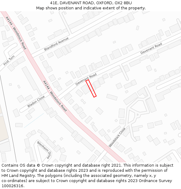 41E, DAVENANT ROAD, OXFORD, OX2 8BU: Location map and indicative extent of plot