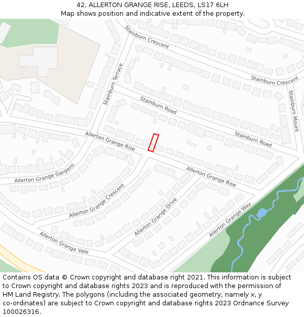 42, ALLERTON GRANGE RISE, LEEDS, LS17 6LH: Location map and indicative extent of plot