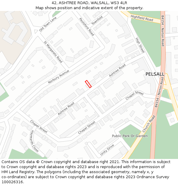 42, ASHTREE ROAD, WALSALL, WS3 4LR: Location map and indicative extent of plot