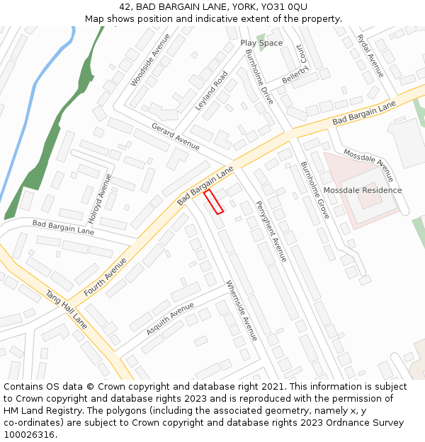 42, BAD BARGAIN LANE, YORK, YO31 0QU: Location map and indicative extent of plot