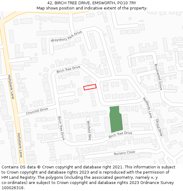 42, BIRCH TREE DRIVE, EMSWORTH, PO10 7RY: Location map and indicative extent of plot