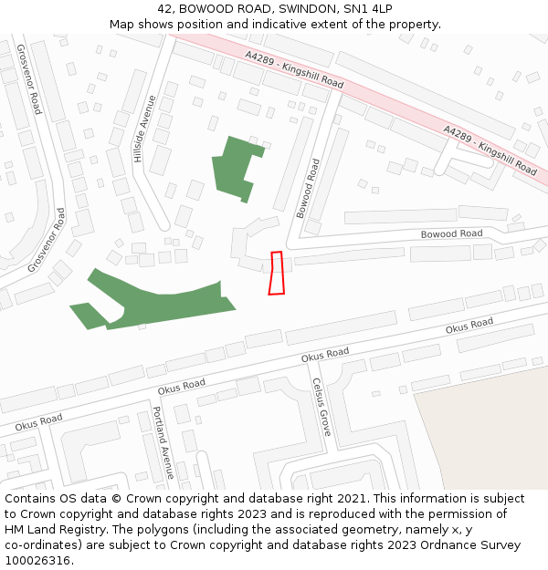 42, BOWOOD ROAD, SWINDON, SN1 4LP: Location map and indicative extent of plot