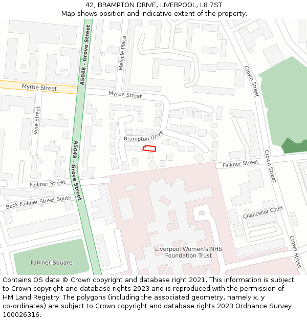 42, BRAMPTON DRIVE, LIVERPOOL, L8 7ST: Location map and indicative extent of plot