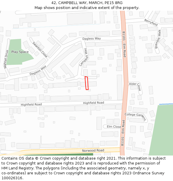 42, CAMPBELL WAY, MARCH, PE15 8RG: Location map and indicative extent of plot