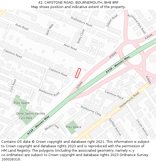 42, CAPSTONE ROAD, BOURNEMOUTH, BH8 8RP: Location map and indicative extent of plot